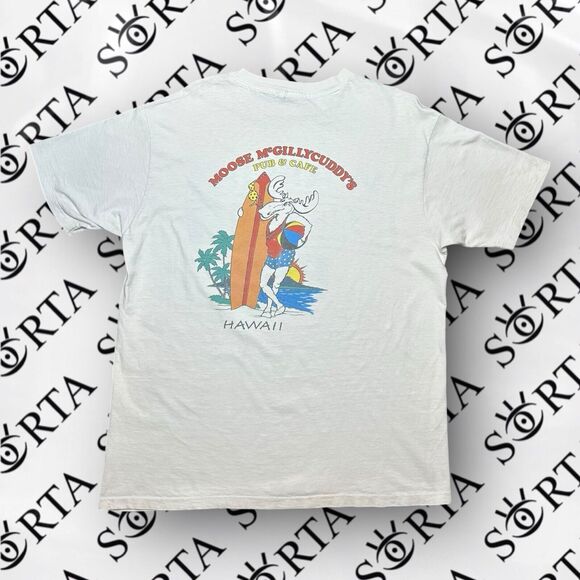 VTG 80s Waikiki Beach Party Hawaii Moose McGilly Cuddys Pub & Cafe Shirt Size XL - Picture 2 of 13